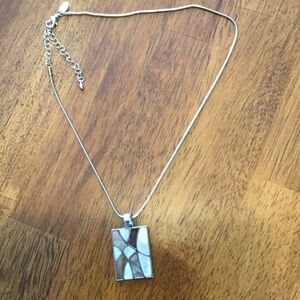 Lia Sophia Silver and Cream Mosaic Necklace